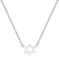 MANZHEN Gold Silver Jewish Star of David Bracelet Stainless Steel Dainty 14K Real Gold Plated Charm Bracelet for Women (silver necklace)
