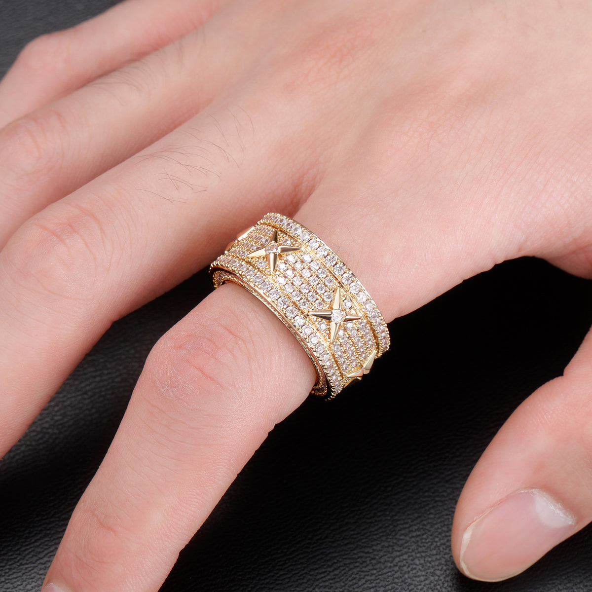 Copper Plated Real Gold Retro Zircon Ring