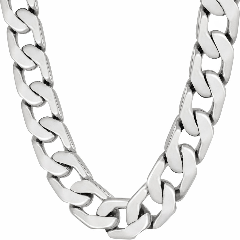 LIFETIME JEWELRY 11.5mm Flat Cuban Link Chain Necklace for Men 24k Real Gold Plated (20 inches White Gold)