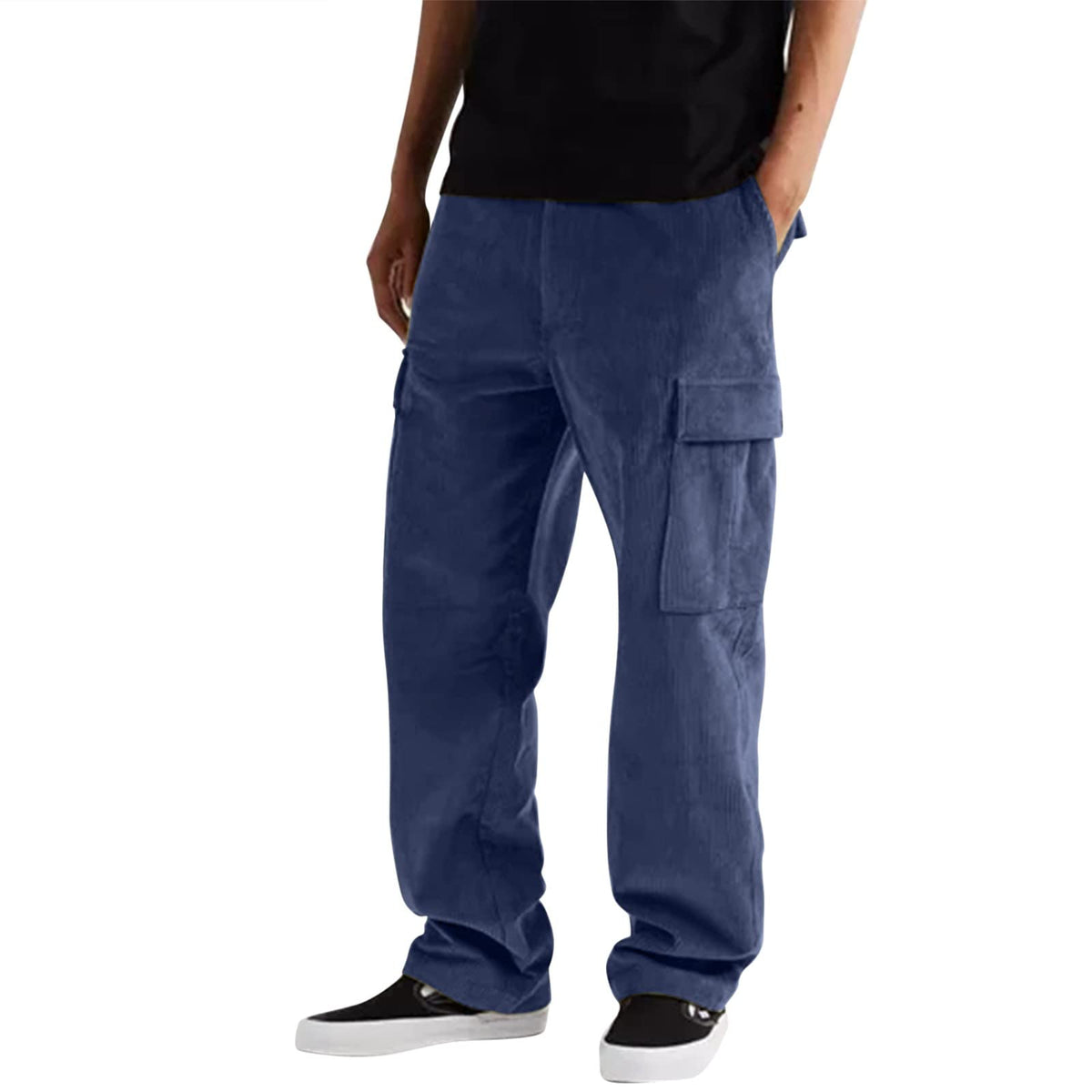 Cargo Pants for Men Corduroy Hiking Pants for Men Heavyweight Classic-Fit Flex Work Pants for Men Navy